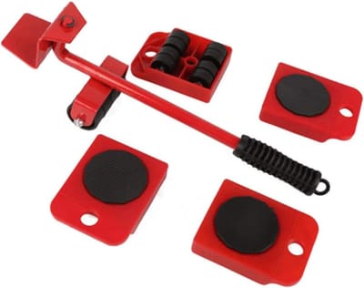 Meubelheffer en Verhuizerset met 4 Stuks 10cm x 8cm Meubelglijders, Geschikt voor Banken en Koelkasten, Eenvoudig te Gebruiken en 360 Graden Draaiend