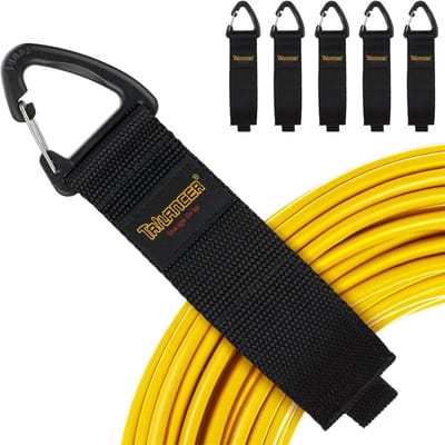 6x Heavy-Duty Klittenband Straps met Driehoekige Clip – Verstelbare Herbruikbare Kabelbinders voor Kabels, Slangen & Gereedschap (40cm)