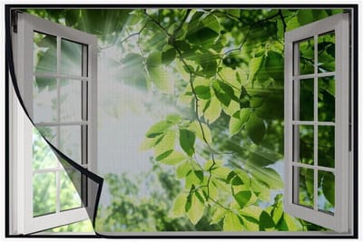 Raamhor Set - Vliegenraam Hor - Insecten Buiten Houden - Zonder Boren Installatie - 130x175cm - Zwart