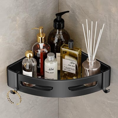 Badkamerplank Hoekruimte Aluminium Badkamer Driehoekige Mand Douche Ruimte Opbergrek Wandmontage gray