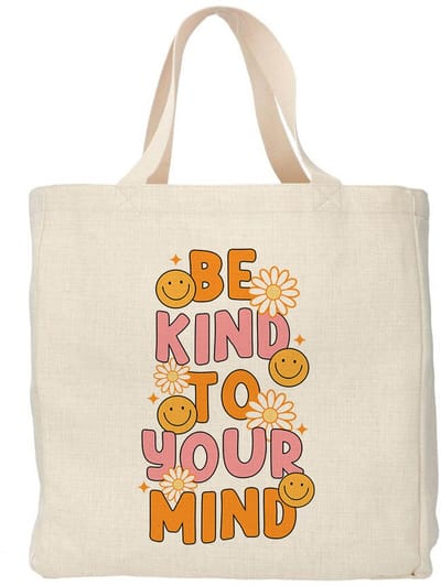 Creasowl® - Be kind to your mind - tote bag - Boodschappentas 38 x48 cm - Polylinnen- Motiverende tas - Shopper - Canvas tas - Boodschappen tas - Totebag - Schoudertas - Draagtas - Positieve spreuk