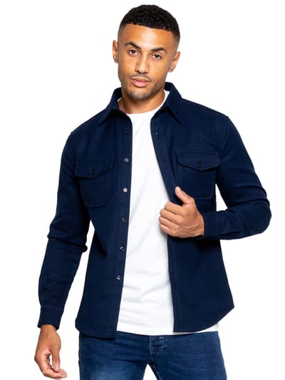 Enzo | Heren Getextureerd Overshirt - Navy