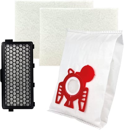 Multaparts® stofzuigerzakken set met filters geschikt voor Miele Compact C1, Compact C2, S4, S6 serie | Set met stofzuigerzakken type FJM (10 x), motorfilter (2 x), HEPA filter
