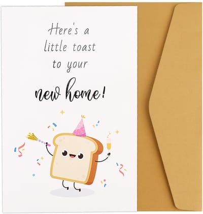 Dailygoods - Tinoaly Nieuwe Thuiskaart, Grappige Housewarmingkaart voor Koppels een Klein Toost op je Nieuwe Huis Wenskaarten Gefeliciteerd met Envelop voor Vrienden Housewarmingcadeau