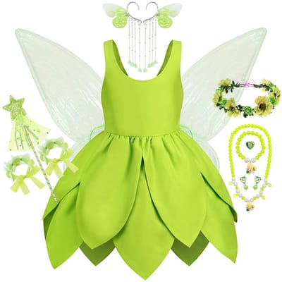 Baby Meisje Tinkerbell Fee Jurk Kind Groen Blad Vormgeving Bos Elf Cosplay Kostuum Peuter Cosplay Halloween Carnaval Outfit 18M Tag-90 white
