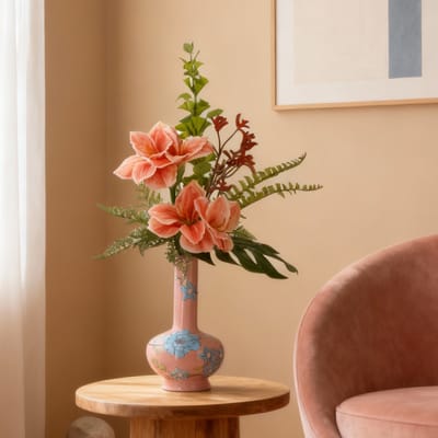 Handgebonden Kunstboeket Mia Oslo Roze 75cm