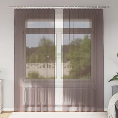 vidaXL - Gordijnen - voile - met - tab - top - 2 - st - bruin