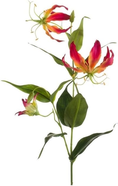 Bellatio flowers & plants Kunstbloem - gloriosa klimlelie - 75 cm - geel/rood - Klimlelies - Kunstbloemen boeketten maken