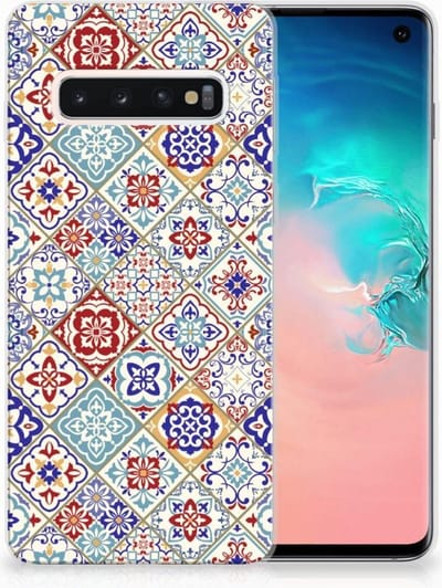TPU Hoesje voor Samsung Galaxy S10 TPU Siliconen Hoesje Tiles Color