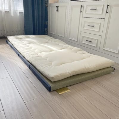 Opvouwbare Slaapmat - Japanse Futon - Ruimtebesparend Slapen - Katoenen Vulling - 6-7 cm Dik - Naturel