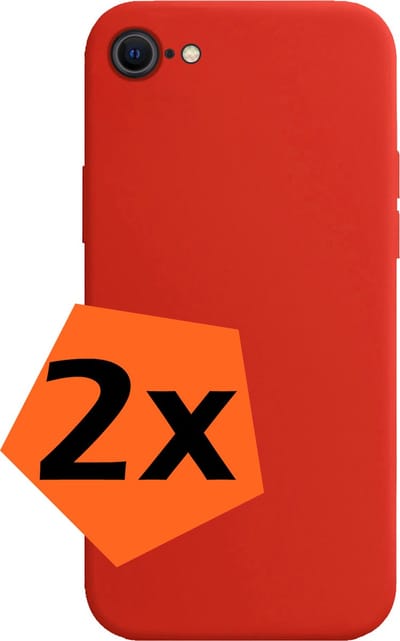 Hoes - 2 Stuks - Geschikt voor Apple iPhone SE (2020) - Sterk & Shockproof - Case Siliconen - Back Cover - Telefoon Hoes - Rood