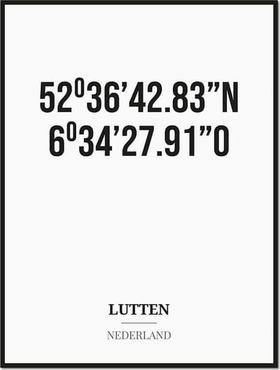 Poster/kaart LUTTEN met coördinaten