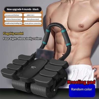 Vierwielige Buikspier Workout Roller Automatische Terugslag 6/8 Elleboogsteun Buikspieroefenmachine Antislip met Knielkussen