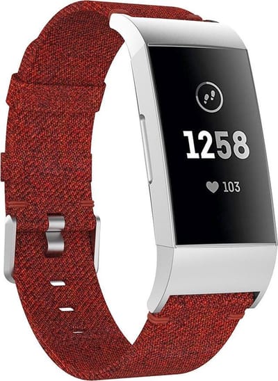 By Qubix - Compatible Fitbit bandje - geschikt voor Fitbit Charge 3 - Fitbit Charge 4 nylon bandje - Donker rood - Horlogeband - smartwatchbandje