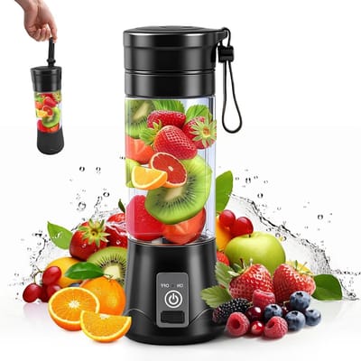 Thijox - 380ML Draagbare Elektrische Mixer - USB-entsafter - Mini Smoothie Maker voor Reizen en Sportschool - Zwart - Perfect voor Shakes en Smoothies