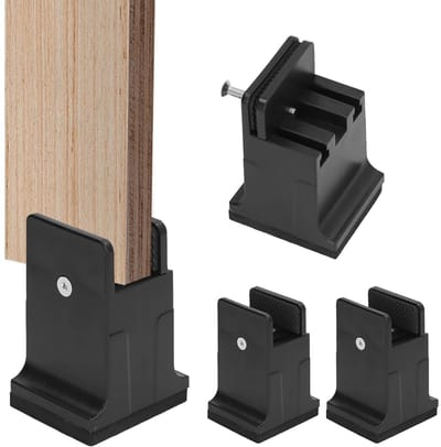 Dailygoods - 4 Stuks Verstelbare Bedverhogers met Schroefklem (Zwart)
