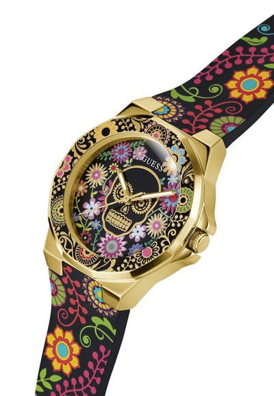 Guess Calaverta Kwarts Analoog Horloge Veelkleurig Kast Gemaakt Van 100% Roestvrij Staal En Een Armband Van 100% Siliconen 38 GW0754L1