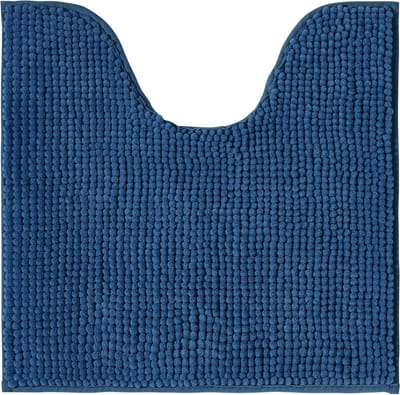 Decomira Badmat, antislip, wc-mat met uitsparing, combineerbaar als badkamertapijt, badmat, wasbaar, van chenille, voor vrijstaande toiletten, blauw, 45 x 45 cm