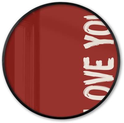 Poster in lijst Rond - Fotolijst 60x60 cm - Posters - Schuin - Loveyou - Rood - Ronde posterlijst zwart - Decoratie - Wanddecoratie woonkamer - Muurdecoratie slaapkamer