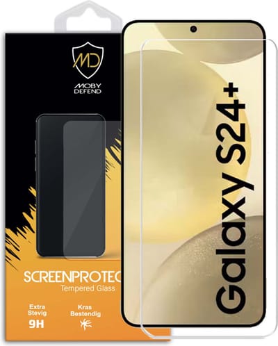 MobyDefend Screenprotector - Geschikt voor Samsung Galaxy S24 Plus (S24+) - Case-Friendly Screensaver - Gehard Glas