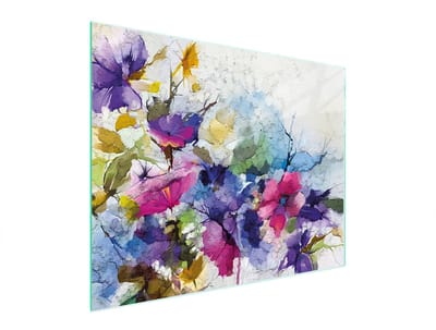 TMK ArtDeko - Snijplank - 52x40 cm - Gehard Glas - Kleurige Bloemen