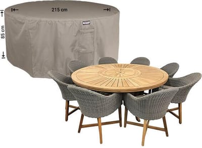 Raffles Covers ronde tuinsethoes - ⌀ 215 H: 85 cm - RDSR215 - Waterdicht - Ademend - UV-bestendig - Trekkoord - Beschermhoes tuinmeubelen