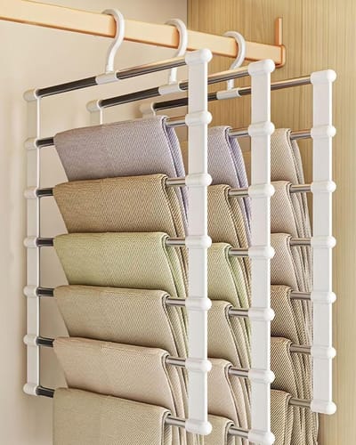 Famanu - Broekhangers set van 3 met 7 niveaus ruimtebesparend voor jeans en sjaals