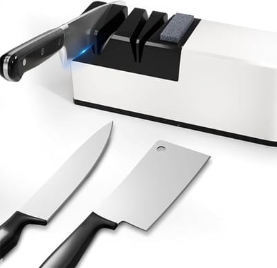 AHD® Elektrische messenslijper - Messenslijper - Messenslijpers - Messenslijper elektrisch - Wit/Zwart - 28cm x 17cm x 9cm