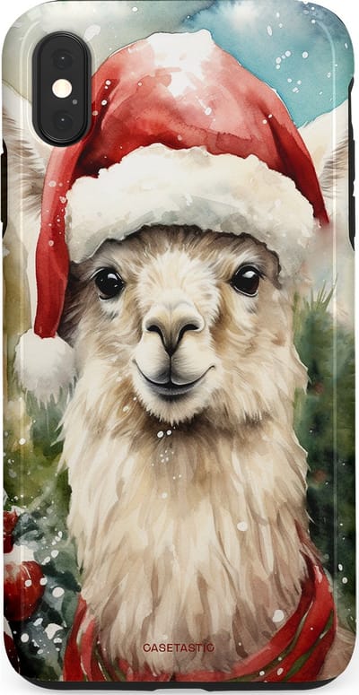 Casetastic hoesje geschikt voor Apple iPhone XS Max - Dubbellaagse bescherming - Kerst Lama - Fashion Case - Taupe Lichtgrijs Donkergrijs Saliegroen