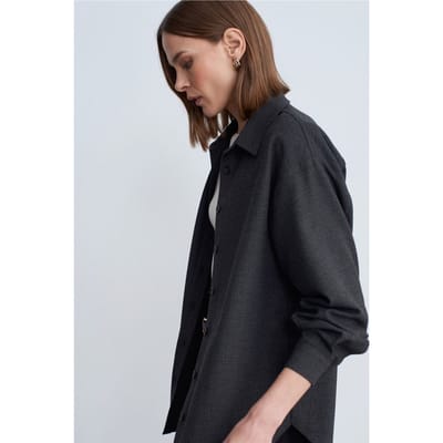 Oversized Langsleeve Micro-patroon Shirt