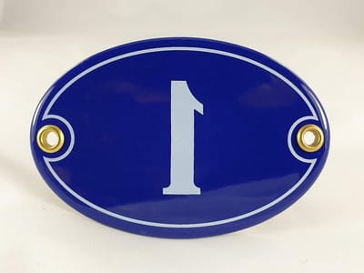 Emaille Huisnummer - Ovaal Schild - Huis Identificatie - Handgemaakt Ambacht - 10.5x7cm - Blauw Wit