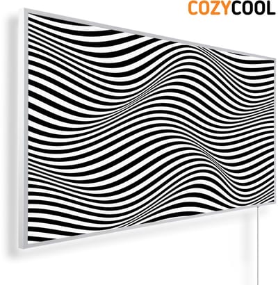 Infraroodpaneel met afbeelding | Golf van optische illusie | 1200 Watt | Witte lijst | Infrarood verwarmingspaneel | Infrarood paneel | Infrarood verwarming