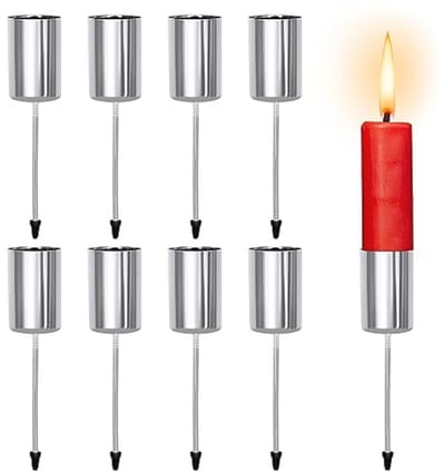 8 stuks kaarsenhouders voor adventskrans - Staaf- en kegelkaarsenstandaard in zwart, hoogte 11 cm