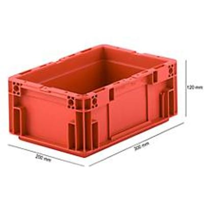 Eurobox serie MF 3120, van PP, inhoud 5,2 l, gesloten handgreep, rood