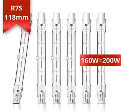 6x R7S Halogeen Staaflamp 118mm – 160W = 200W – Dimbaar – 6 R7S Halogeenlampen