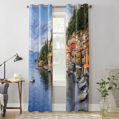 Moderne raamgordijnen voor woonkamer Lakeside Landhuis Bootgordijnen voor kinderslaapkamer Keukendecor Jaloezieën Gordijnen 135W x 60H(cm) x1 gray