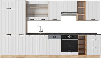 Vicco Fame-Line Complete keukeneenheid – 355 cm, WB Antraciet Wit Landhuis