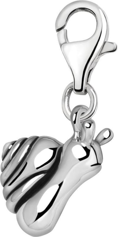 Quiges – Charm – Hanger - 3D Slak - Verzilverd - karabijnslot - geschikt - voor - Bedelarmband - QHC134