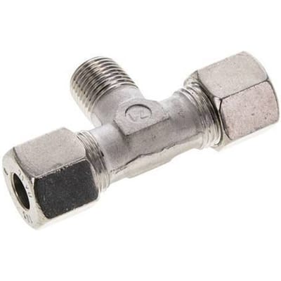 10S & M16x1.5 (con) RVS T-stuk Snijringkoppeling Buitendraad 630bar ISO 8434-1