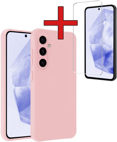 Hoesje - Met Screenprotector - Geschikt voor Samsung Galaxy A36 - Sterk & Shockproof - Telefoon Hoes - Back Cover - Siliconen Case - Telefoonhoes - Lichtroze