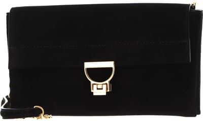 COCCINELLE Leren Schoudertas Arlettis Suede Handbag Noir Zwart