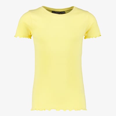 TwoDay meisjes rib T-shirt met ruches geel - Maat 92