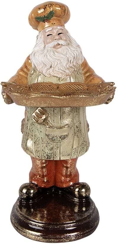 Clayre & Eef Kerstdecoratie Beeld Kerstman 15x18x31 cm Beige Kunststof