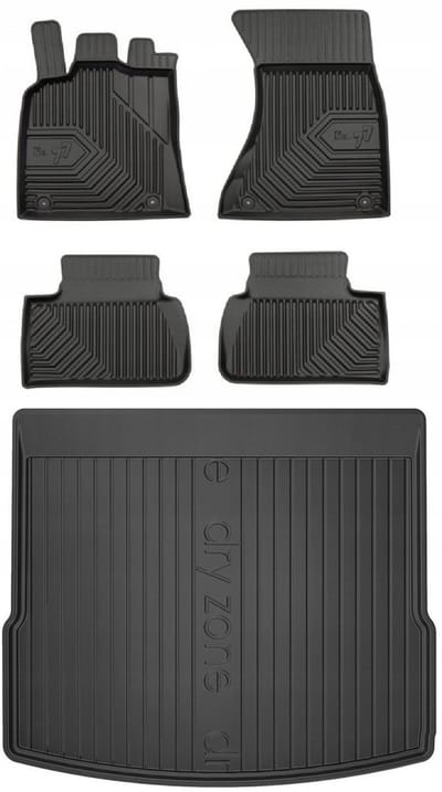 Frogum No.77 Automatenset + Dry Zone Kofferbakmat - Geschikt voor Porsche Macan (vanaf 2014) - 5-delig - Perfecte Pasvorm - TPE Rubber - Hoge Rand - Geurloos - Zwart