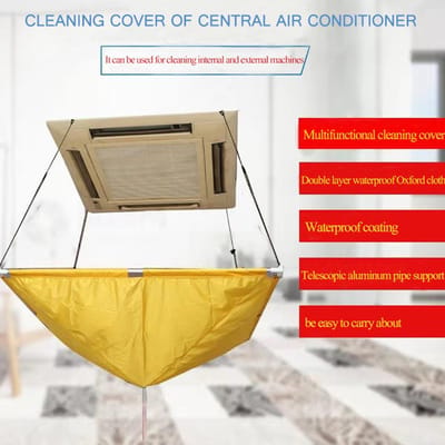 Airconditioner-reinigingsdeksel Airconditionerreiniging Waterdichte tas Huishoudelijk Wandmontage geel