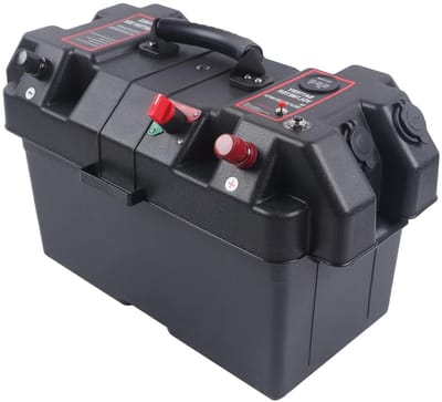 Batterijbox - Accubak Powercenter - Stroomvoorziening Onderweg - Real-time Spanning Bewaking - 44 x 24.5 x 27 cm - Zwart