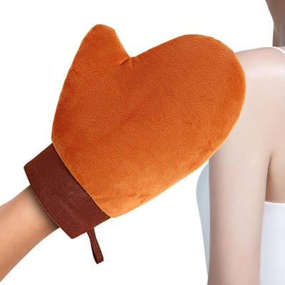 Handschoenen voor zelfbruining - Handschoenen voor het aanbrengen van bodylotion - Herbruikbaar - Bruin - 16*21 cm - Polyester