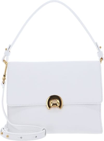 COCCINELLE Leren Schoudertas Binxie Handbag Grained Leather Brillant White Wit