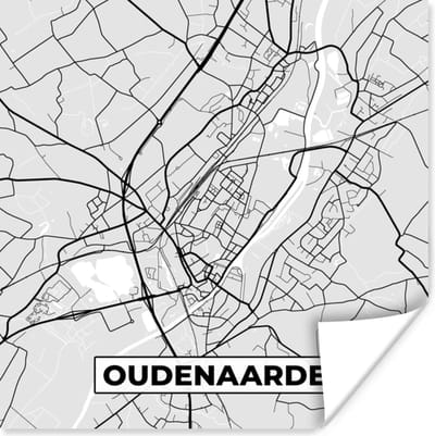 Poster Stadskaart – Plattegrond – België – Zwart Wit – Oudenaarde – Kaart - 100x100 cm XXL