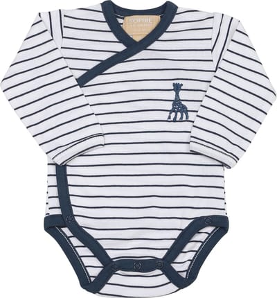 Sophie de giraf - overslag romper - wit met blauwe streep - 3 Maanden - 60cm